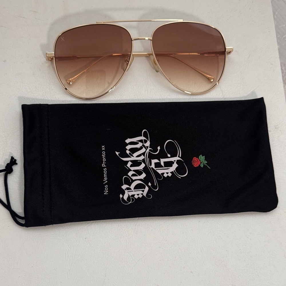 Becky G Collection Gold and Brown Aviator Sunglasses
